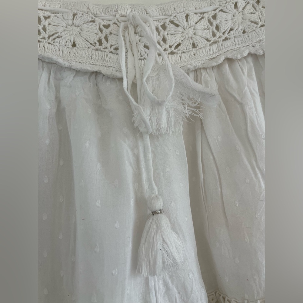 American Eagle White Swiss Dot Crochet Trim White Cotton Shorts Sequins Sz Small - Picture 3 of 13